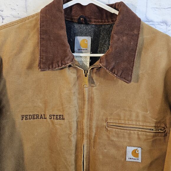 Vintage Carhartt J01 BRN Duck Lined Detroit Jacket Made In The USA Size 52 Tall - Picture 2 of 14